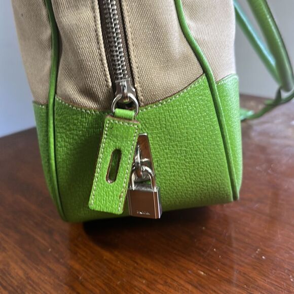 Vintage Prada Large Cinghiale-Trimmed Canapa Bauletto Bag - Picture 6 of 13